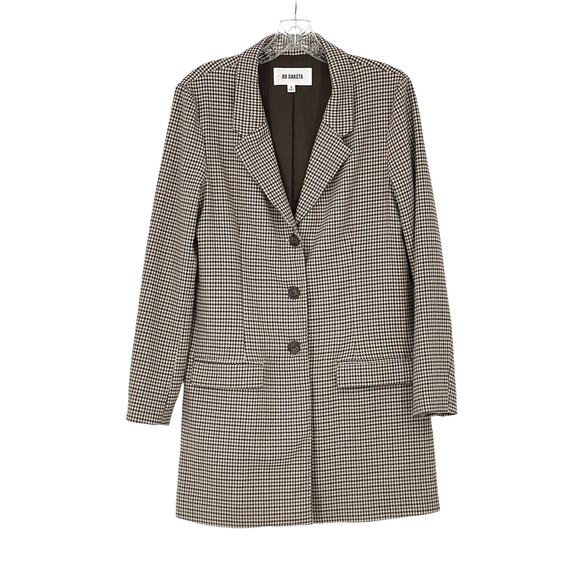 BB Dakota Long Pattern Lined Three Button Blazer Small Academia Preppy Office - Picture 1 of 16